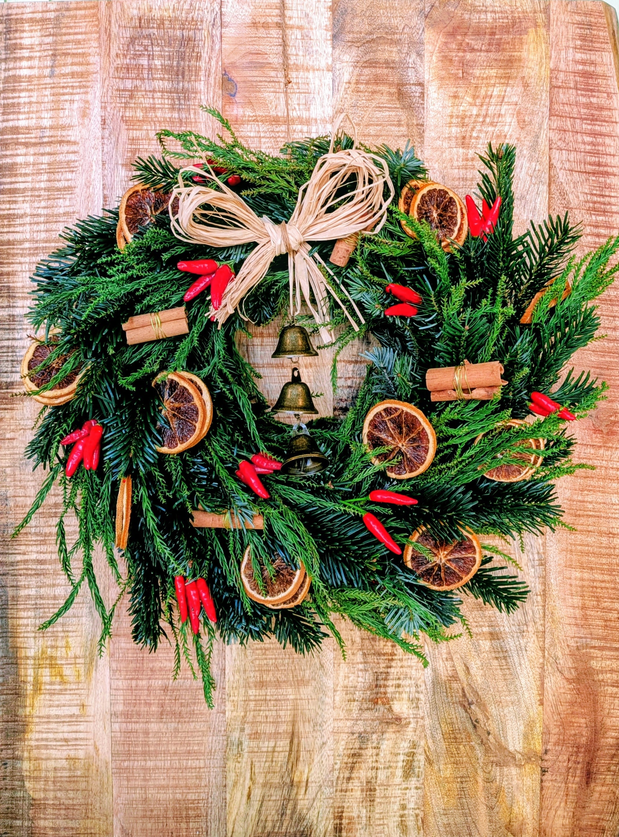 Rustic christmas door wreath